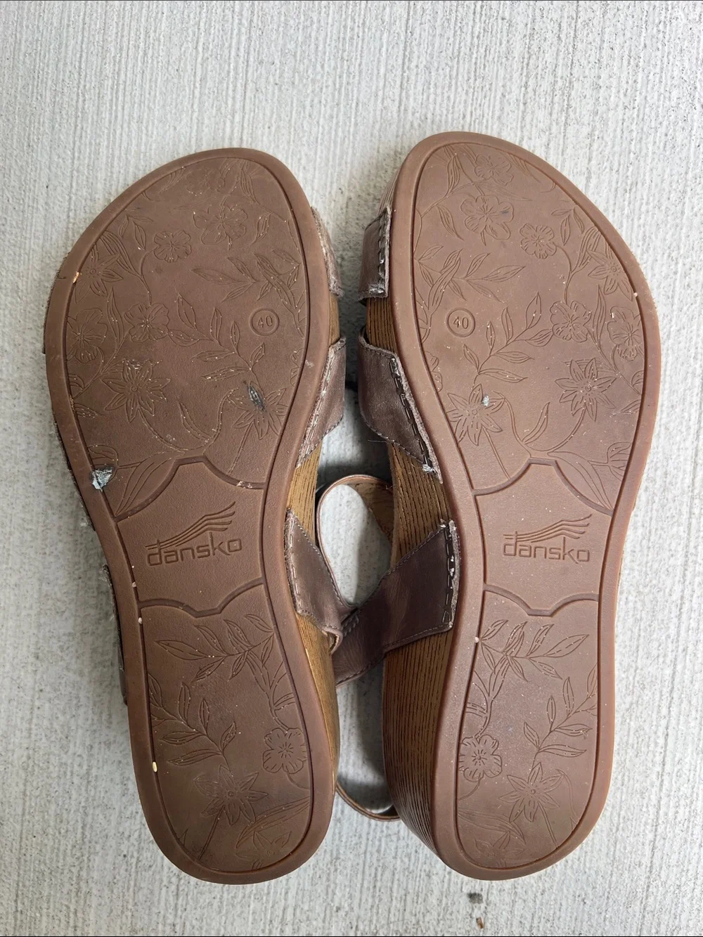 Dansko Laurie Taupe Leather Slingback Wedge Sandals EU 40